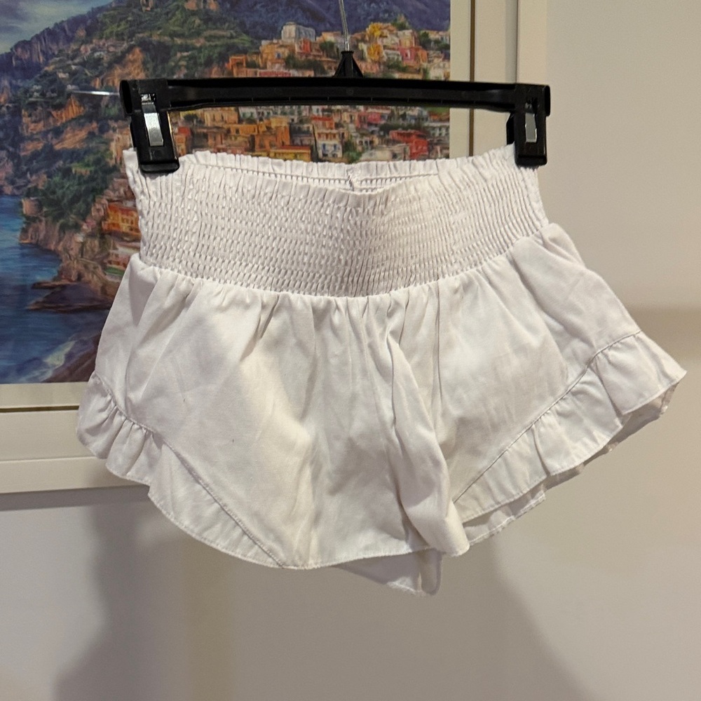 Peixoto White High Waist Ruffled Shorts
